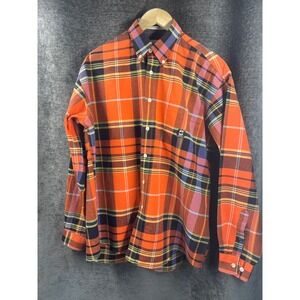 Cinch Mens Orange Plaid Long Sleeve Button Down Shirt Western Work‎ Size M